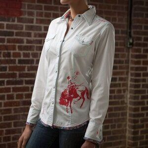 Barnfly Bucking horse mixed media Shirt M1027h